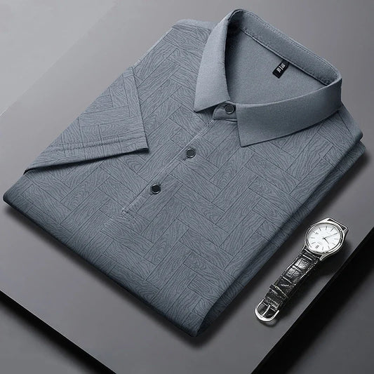 New Men's Business Casual Short Sleeved Shirt Solid Color Polo Shirt Fashionable Breathable Comfortable Versatile Top