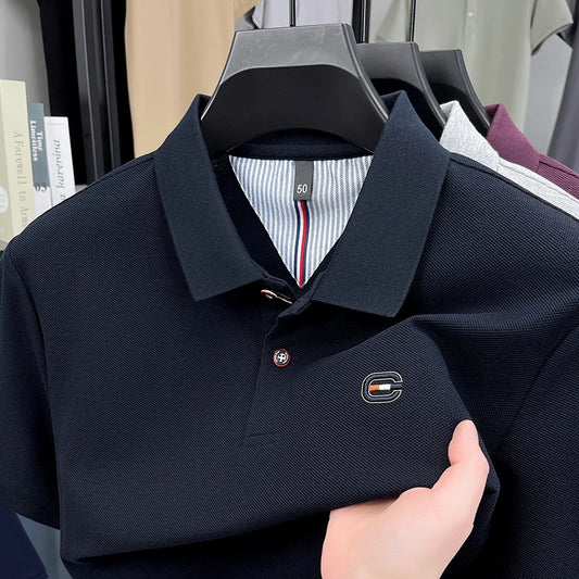 Advanced 100% cotton short sleeve polo shirt new summer luxury brand embroidery T-shirt solid color business casual men's wear